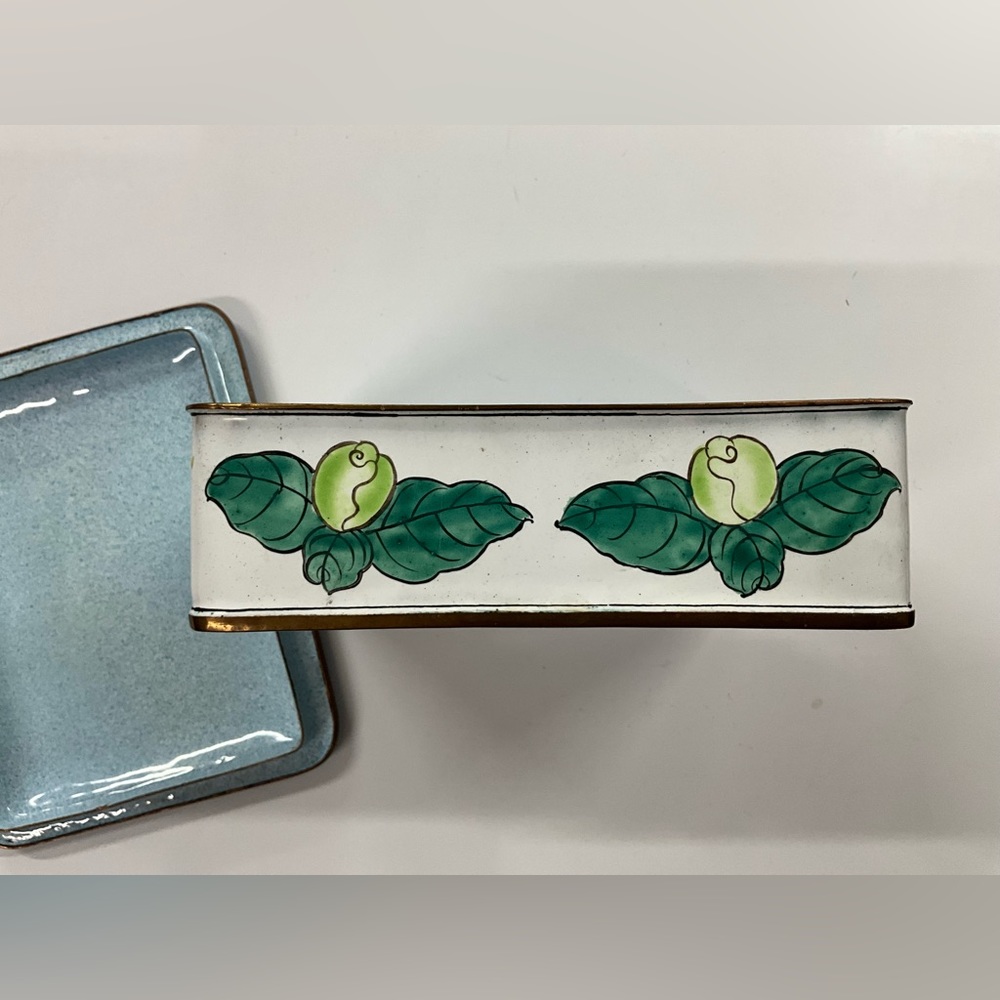 Magnolia 🌿 Asian Cloisonné Beautiful Enamel Trinket Box - Picture 8 of 14